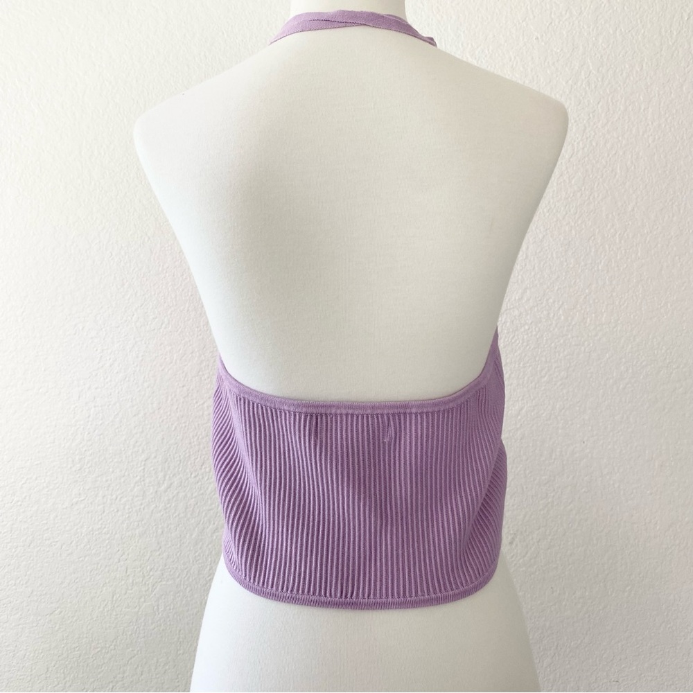 HOUSE OF HARLOW 1960 Lavender Halter Neck Ribbed Top - Picture 2 of 4